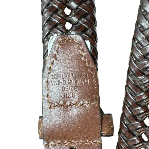 Men’s Belt unbranded Faux Leather Woven Dress Belt Brass Buckle Size 36" - Picture 4 of 6